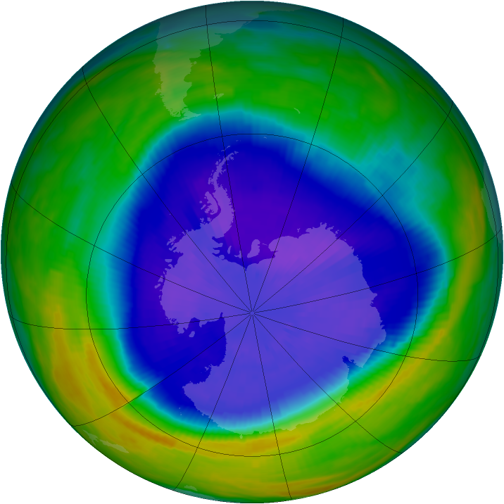 Antarctic ozone map for 21 September 1992